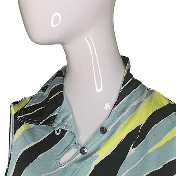 Jamie Sadock Sleeveless Blouse Pullover Size S Green Tones and Black - Picture 5 of 14
